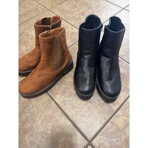 Rouge Helium Women's Platform Chelsea Boots Bundle Black Cognac Brown Size 9